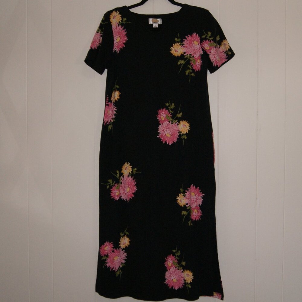Talbot's Petites || Women's Black Floral Dress || Size MP